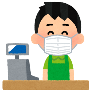 レジに立つ男性店員