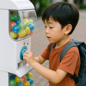 ガチャガチャを回す男の子